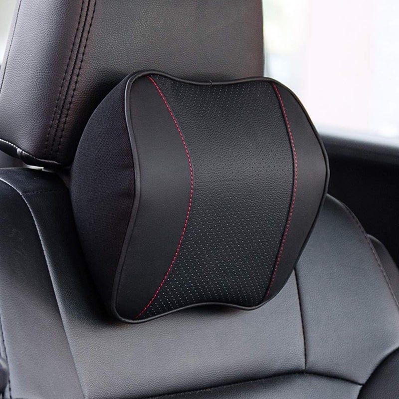 awave bloom Car Headrest,Car Seat Neck Rest Pillow,Comfort Headrest Cushion for Chair,100% Memory Foam Cervical Support,Leather Headrest for Driving,Relieve Neck Pain,Neck Supports for Car(Black) - Image 1